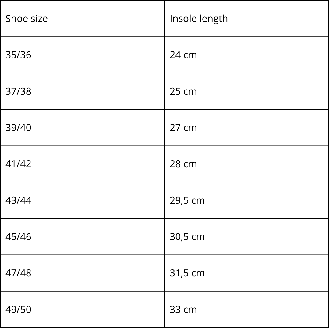 Lambswool slippers Pähni - Beige size chart